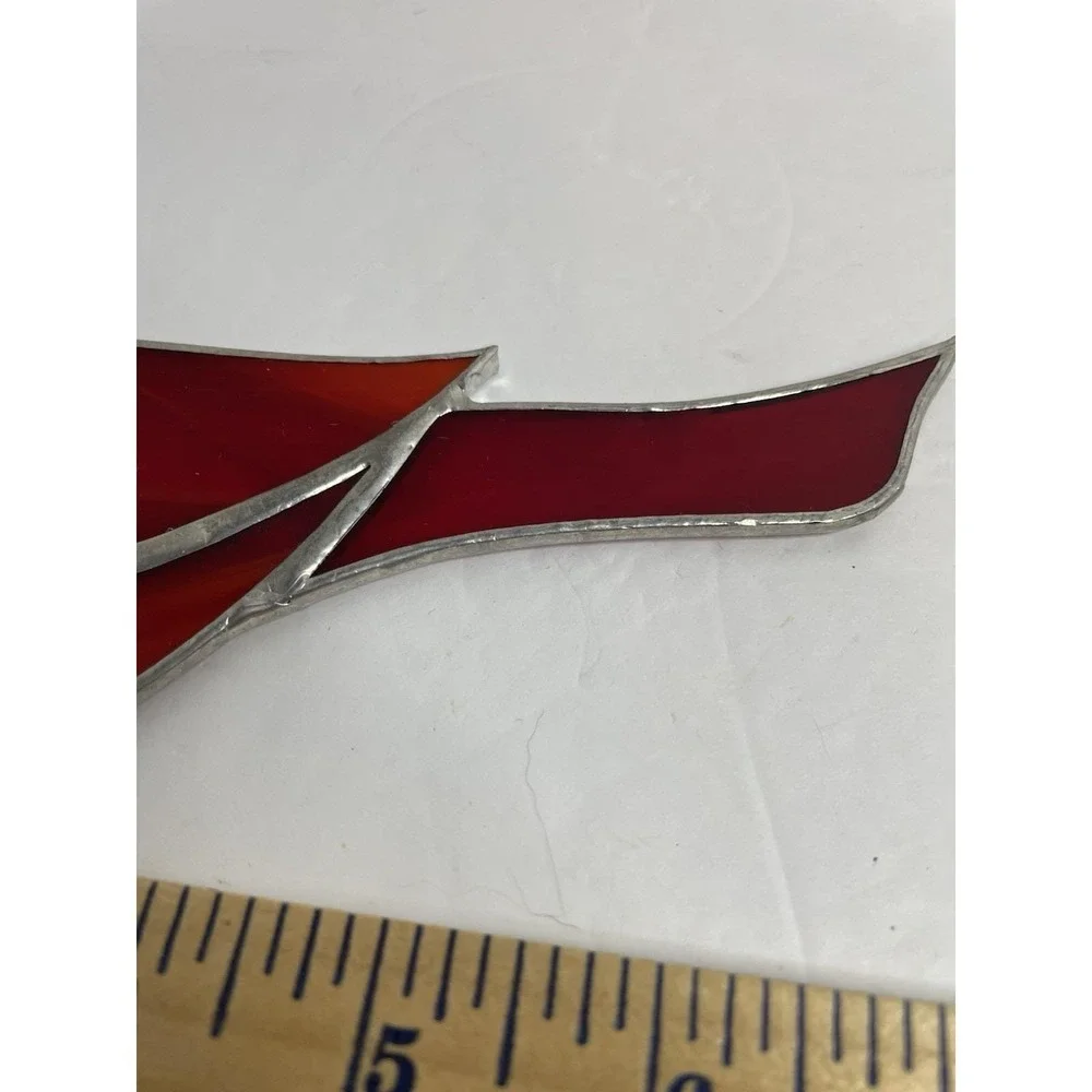 Cardinal Stain Glass Sun Catcher Red Bird Hanging Bird 7 1/2